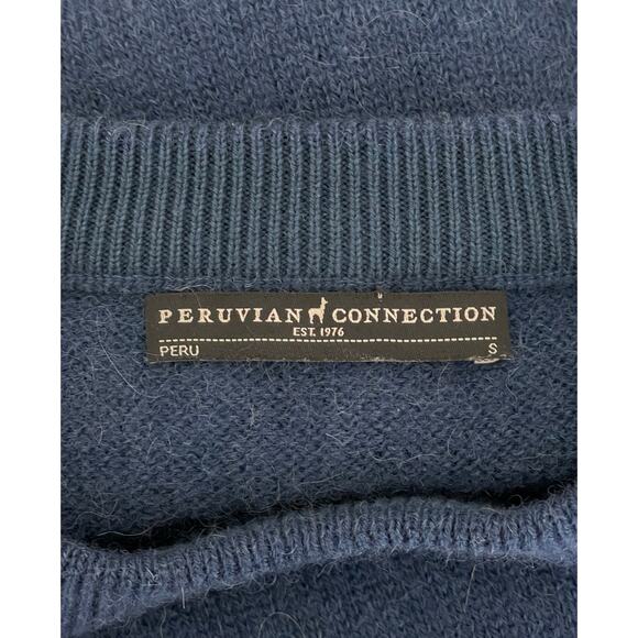 Peruvian Connection 100% Royal Alpaca Blue Sweater Small Long Sleeve Crop - Picture 8 of 9